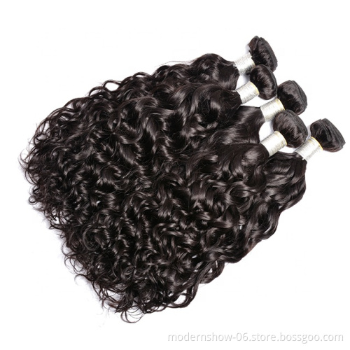 Brazilian Raw Virgin Cuticles Aligned Water Wave Human Hair Bundles with Closure 100% Unprocessed High Quality Human Hair